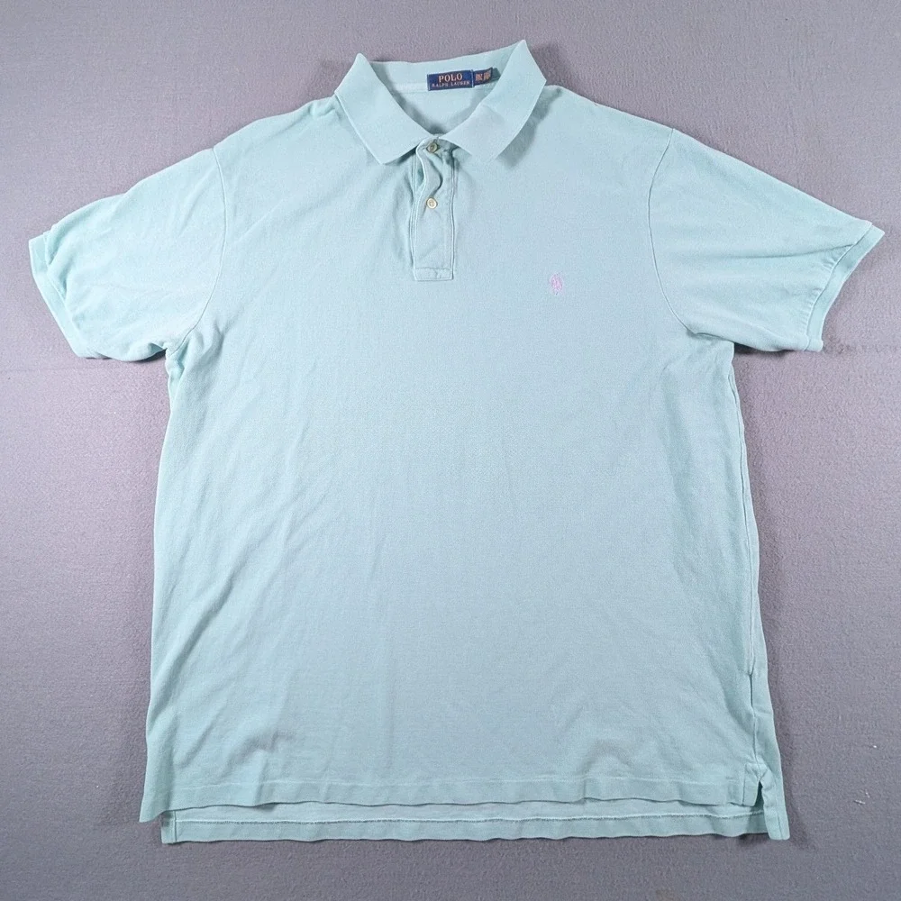 Polo Ralph Lauren Polo Shirt Mens 2XLT Mint Green Short Sleeve Pique PONY‎ Logo
